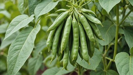 Organic Green Bean Harvest in Lush Garden