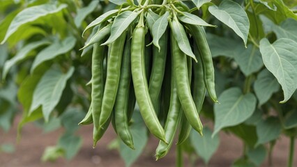 Organic Green Bean Harvest in Lush Garden