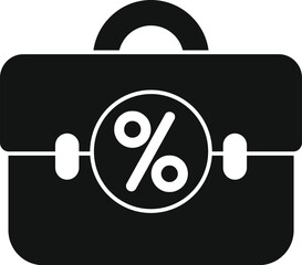 Business case displaying percentage sign representing interest rate and profit