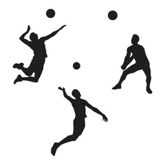 Volleyball Player Silhouette Vector Illustration Set