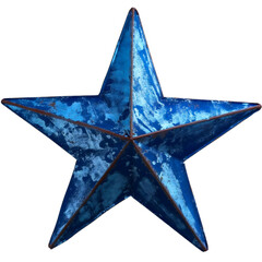 Illustration of a blue star shape isolated on transparent background. Decoration graphic design element, quality rating feedback, success celebration, best