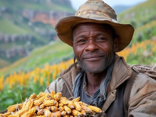 Fototapeta premium person holding a basket of corn