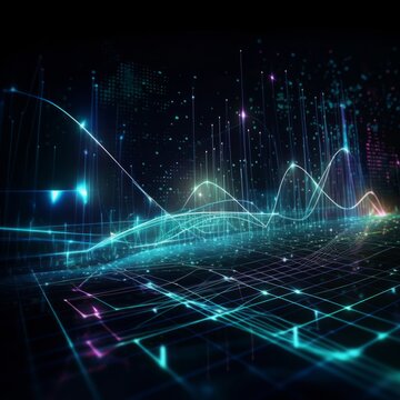 futuristic graphic art of website traffic charts,generated with AI. High quality photo