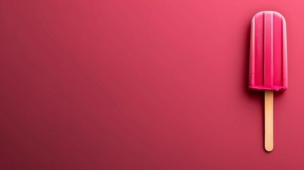 ice cream on the stick on red background 