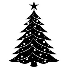 Christmas tree silhouette vector illustration.