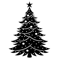 Christmas tree silhouette vector illustration.