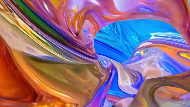 Flying through a shiny teal and gold lorenz attractor portal wallpaper background.
