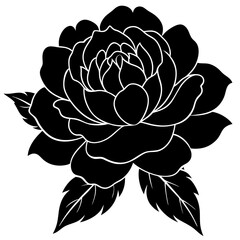 Exquisite Peony Bloom Silhouette Vector: Enhance Your Designs with Floral Elegance © Maruf