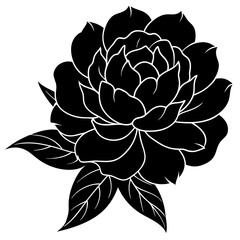 Exquisite Peony Bloom Silhouette Vector: Enhance Your Designs with Floral Elegance