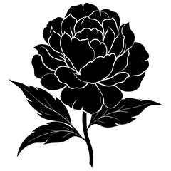 Exquisite Peony Bloom Silhouette Vector: Enhance Your Designs with Floral Elegance © Maruf