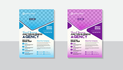 Real Estate Flyer Layout with Design Template Set.