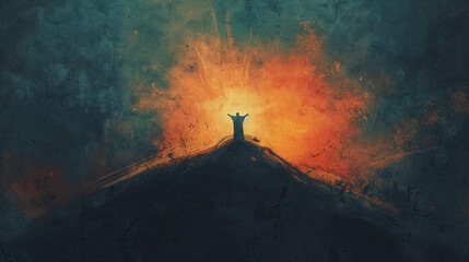 silhouette  Jesus preaching religion christian faith worship illustration prayer christ copyspace