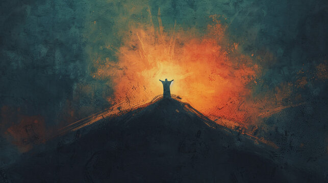 silhouette  Jesus preaching religion christian faith worship illustration prayer christ copyspace