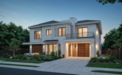 A Contemporary Dwelling with Stylish Architecture, Beautiful Exterior Design, and a Serene Garden Setting. Perfect Family Home in a Residential Neighborhood, Featuring Thoughtful Construction