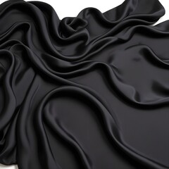 Obraz premium Wavy smoot soft black silk drap fallind surface sample texture background