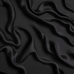 Obraz premium Wavy smoot soft black silk drap fallind surface sample texture background