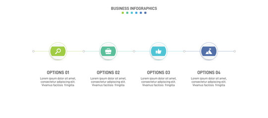 Horizontal progress bar featuring 4 arrow-shaped elements, symbolizing the four stages of business strategy and progression. Clean timeline infographic design template. Vector for presentation