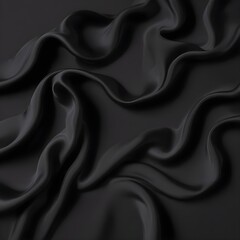 Obraz premium Wavy smoot soft black silk drap fallind surface sample texture background