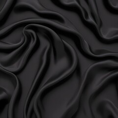 Fototapeta premium Wavy smoot soft black silk drap fallind surface sample texture background
