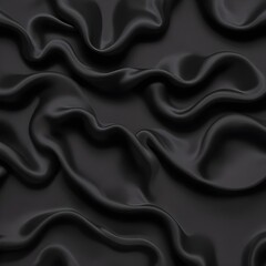 Fototapeta premium Wavy smoot soft black silk drap fallind surface sample texture background