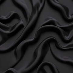 Obraz premium Wavy smoot soft black silk drap fallind surface sample texture background