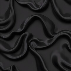 Fototapeta premium Wavy smoot soft black silk drap fallind surface sample texture background