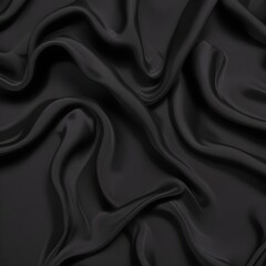 Fototapeta premium Wavy smoot soft black silk drap fallind surface sample texture background