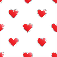 Love print. Red Heart seamless pattern on white background. Cute romantic hearts background print. Valentine's day holiday backdrop. Romantic wedding design.