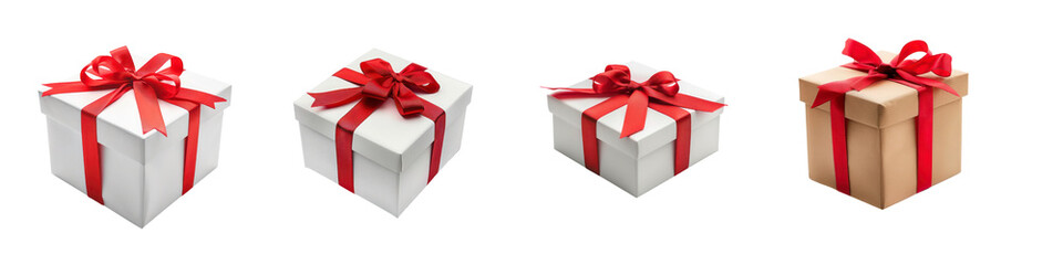 Fototapeta premium A collection of white gift box isolated on transparent background