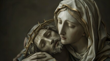 Statue of Mary holding Jesus after the crucifixion.