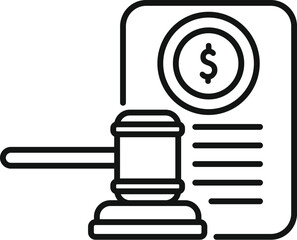 Judge's gavel is deciding the outcome of a lawsuit finance contract