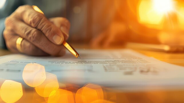 close up shot of a trust fund document and financial advisor s hand