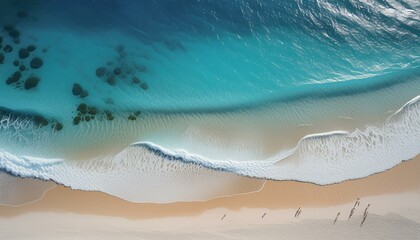 Obraz premium aerial view of tropical beach in the ocean with white sand and turquoise water