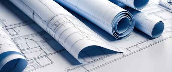 Blueprints showcasing architectural designs emphasizing technical planning, ideal for construction, engineering, and real estate development projects