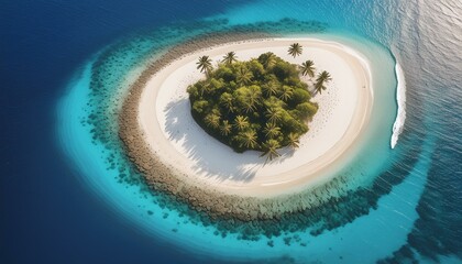 aerial view of tropical island in the ocean with white sand and turquoise water