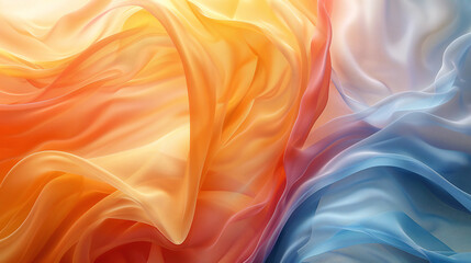 Obraz premium Abstract background with blue, orange and yellow waves of different shapes and sizes. Abstract background with flowing liquid or smoke texture in the style of modern wallpaper design for presentation.