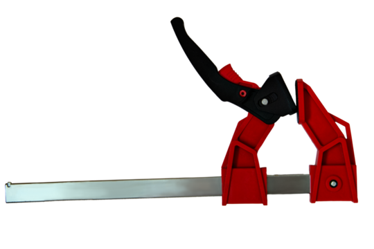 Close-up carpenter's clip isolated on white background