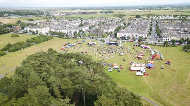 Aerial of small Village Fete