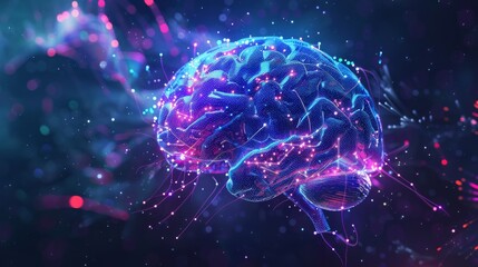 Obraz premium An AI brain background showcasing glowing neural network 