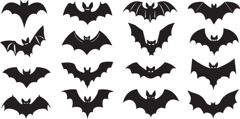 Bat black flat silhouette vector
