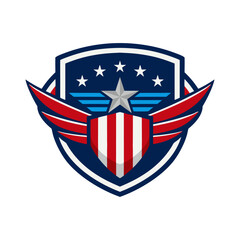 American Flag Emblem Badge Logo Design. Crafting Iconic American Flag Badge Logo Designs: Symbolic Emblems for Brand Identity and Graphic Excellence