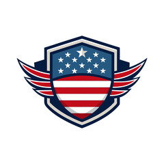 American Flag Emblem Badge Logo Design. Crafting Iconic American Flag Badge Logo Designs: Symbolic Emblems for Brand Identity and Graphic Excellence
