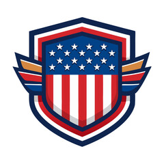 American Flag Emblem Badge Logo Design. Crafting Iconic American Flag Badge Logo Designs: Symbolic Emblems for Brand Identity and Graphic Excellence