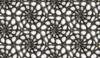 Seamless helix hexagon pattern in 3d for modern design