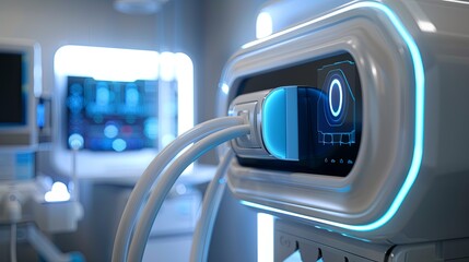 Fototapeta premium Futuristic Medical Diagnostic Device Providing Instant Results in a Modern Clinic