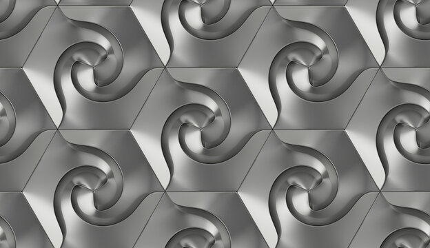 Seamless helix hexagon pattern in 3D for modern wallpapers