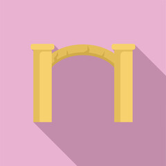 Simple illustration of a stone archway connecting two pillars casting a long shadow
