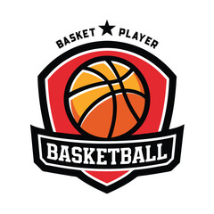Basketball Emblem Logo Stock Vector Iconic Sports Illustration