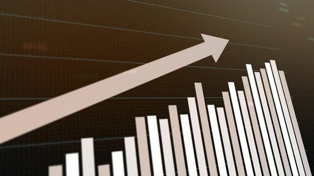 Dynamic animated market fluctuation, rising chart bars, motion graphics, crypto trading insights, banking finance trends increased and decreased profit and loss analysis visuals