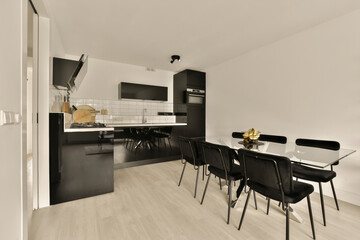 Elegant modern kitchen and dining area in contemporary style